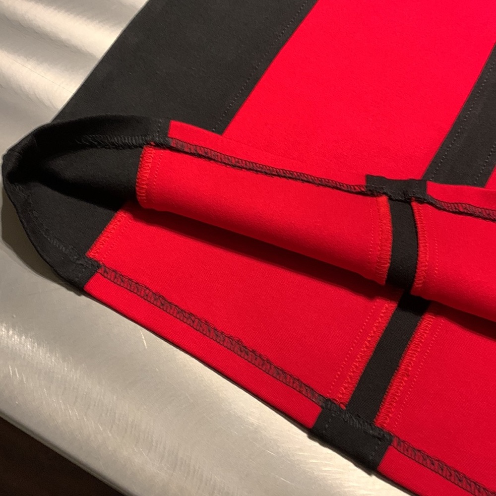 Cache Red & Black Colorblock Ponte Skirt Size 10 - image 6